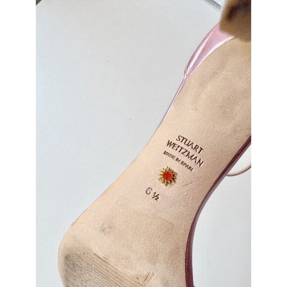 STUART WEITZMAN Nudist Bow 100 Pink Metallic Leather High Heel Sandals, Size 6.5 - Picture 15 of 16